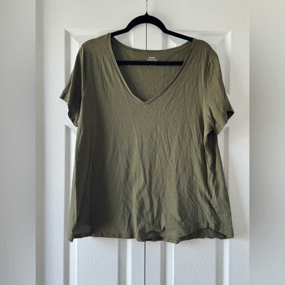 Old Navy Olive Green V-Neck Women's Top